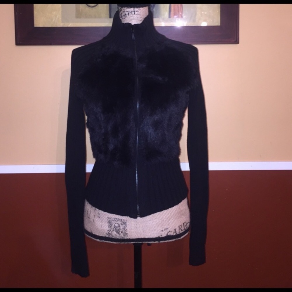 Bebe Ribbed Faux Fur Sweater